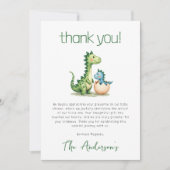 Cute Dinosaur Waterverf Baby shower Bedankkaart (Voorkant)