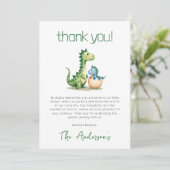 Cute Dinosaur Waterverf Baby shower Bedankkaart (Staand voorkant)