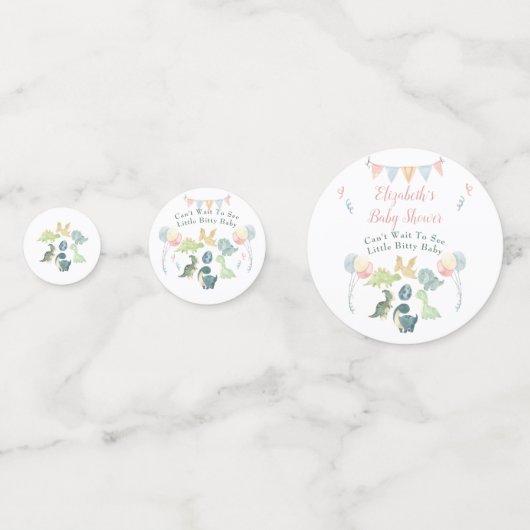 Cute Dinosaur Waterverf Baby shower Confetti (Achterkanten)