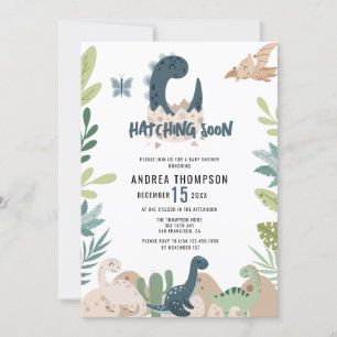 Cute Dinosaur Waterverf Baby shower Kaart