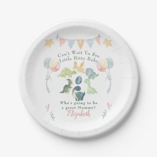 Cute Dinosaur Waterverf Baby shower Papieren Bordje
