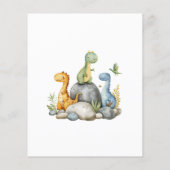 Cute Dinosaur Waterverf Hatching Soon Baby shower Flyer (Achterkant)