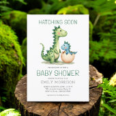 Cute Dinosaur Waterverf Hatching Soon Baby shower Kaart