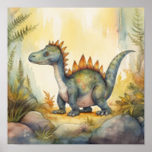 Cute Dinosaur Waterverf Storybook Illustration
