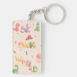 Cute Dinosaur Wereld   Acryl Sleutelhanger