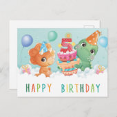 Cute dinosaure 5e anniversaire carte (Devant / Derrière)