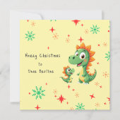 Cute dinosaure frères carte de Noël personnalisée (Devant)