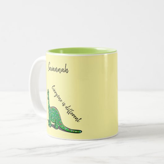 Cute Dinosaure Jaune et Vert Mug (Devant gauche)