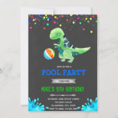 Cute dinosaure piscine anniversaire invitation (Devant)