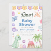 Cute Dinosaures Boy Baby shower Invitation (Devant)
