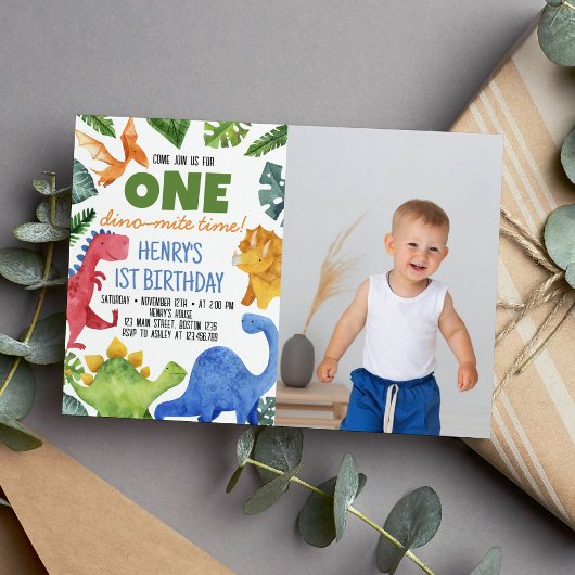 Cute Dinosaures Boy Invitation Anniversaire