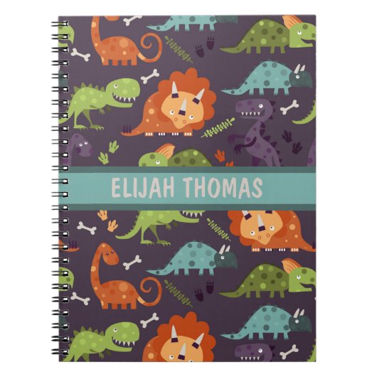 Cute dinosauriërs gepersonaliseerde aangepaste jon notitieboek (Voorkant)