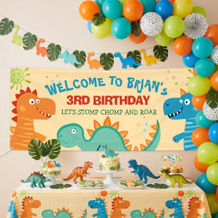 Cute Dinosauriërs kinderverjaardagsbanner Spandoek
