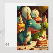 Cute Dinosaurs Birthday Party Flat Wenskaart Bedankkaart (Voorkant / Achterkant)