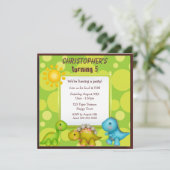 Cute Dinosaurs Birthday Party Kaart (Staand voorkant)