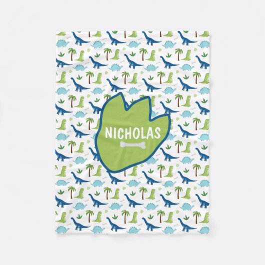 Cute Dinosaurs Blues en Greens Fleece Deken (Voorkant)