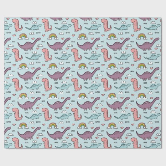 Cute Dinosaurs Cadeaupapier (Vlak)
