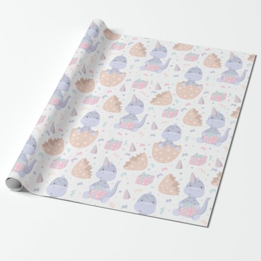 Cute Dinosaurs Cadeaupapier (Uitgerold)