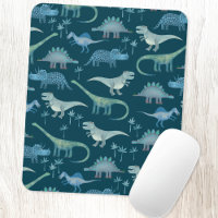 Cute Dinosaurs Dark Green Pattern