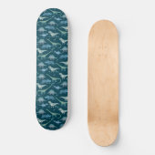 Cute Dinosaurs Dark Pattern Skateboard (Voorkant)