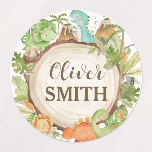 Cute Dinosaurs École Bouteille Étiquette (Design 1)