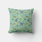 Cute Dinosaurs Green Waterverf Kinder Pattern Kussen (Voorkant)