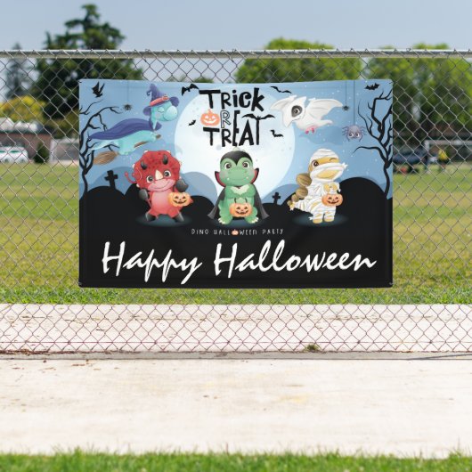 Cute Dinosaurs Halloween Party Spandoek (Insitu)