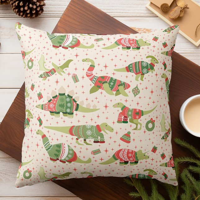 Cute Dinosaurs kerstzweet Kussen (Creator heeft geüpload)