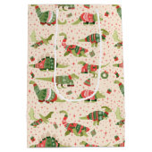 Cute Dinosaurs kerstzweet Medium Cadeauzakje (Achterkant)