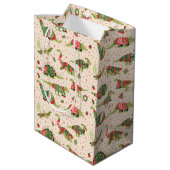 Cute Dinosaurs kerstzweet Medium Cadeauzakje (Achterkant Gekanteld)