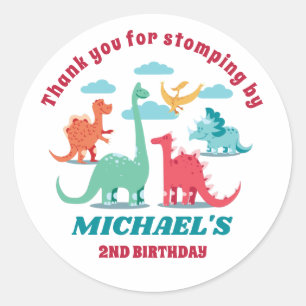Cute Dinosaurs Kids Birthday Party Baby shower Ronde Sticker