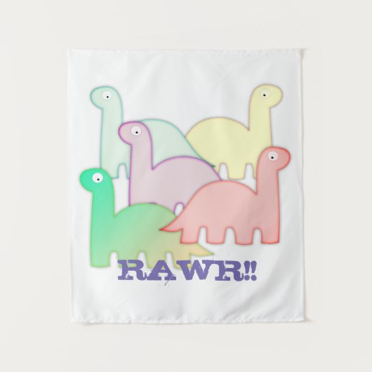 Cute Dinosaurs pastel kleurful Wandkleed (Voorkant)