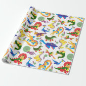 Cute Dinosaurs Pattern Cadeaupapier (Uitgerold)