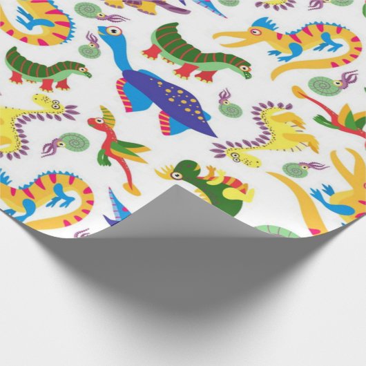 Cute Dinosaurs Pattern Cadeaupapier (Hoek)