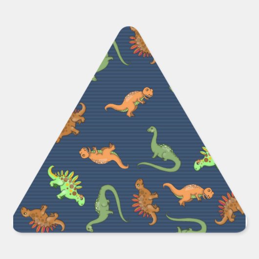Cute Dinosaurs Pattern Driehoek Sticker (Voorkant)