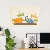 Cute Dinosaurs Prehistorische wilde dieren Poster (Thuiskantoor)