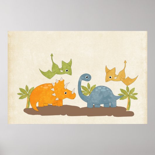 Cute Dinosaurs Prehistorische wilde dieren Poster (Voorkant)