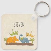 Cute Dinosaurs Prehistorische wilde dieren Sleutelhanger (Achterkant)