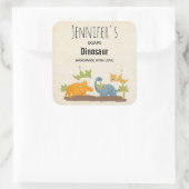 Cute Dinosaurs Prehistorische wilde zeep Vierkante Sticker (Tas)