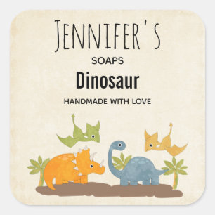 Cute Dinosaurs Prehistorische wilde zeep Vierkante Sticker
