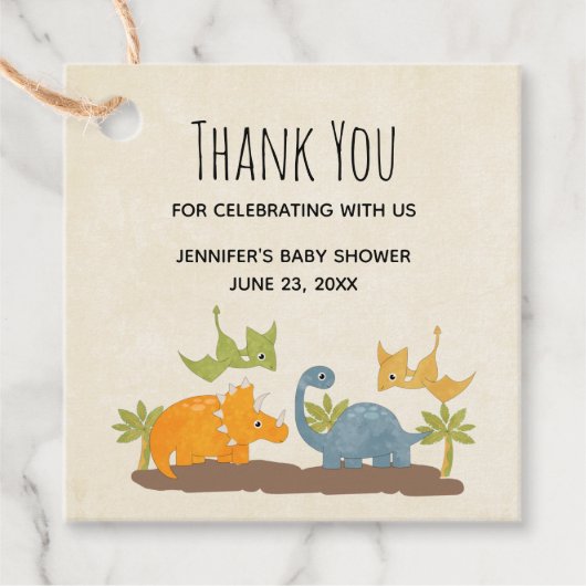 Cute Dinosaurs Prehistorische Wildlife Hartelijk d Bedankjes Labels (Voorkant)