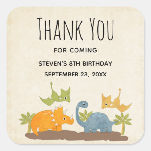 Cute Dinosaurs Prehistorische Wildlife Hartelijk d Vierkante Sticker