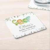 Cute Dinosaurs, T-Rex, Jurassic, Baby Shower Vierkante Kartonnen Onderzetter (Schuin)