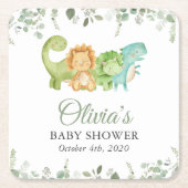 Cute Dinosaurs, T-Rex, Jurassic, Baby Shower Vierkante Kartonnen Onderzetter (Voorkant)