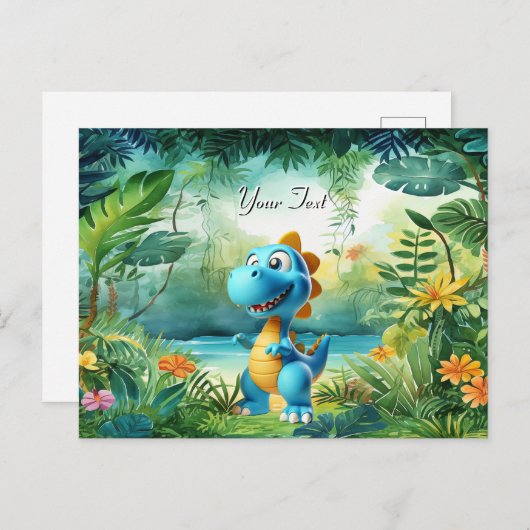 Cute Dinosaurus Ansichtkaart Briefkaart (Voorkant / Achterkant)