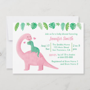 Cute Dinosaurus Baby en Moeder Baby Shower Kaart