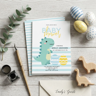 Cute dinosaurus baby shower uitnodiging, jongens d kaart