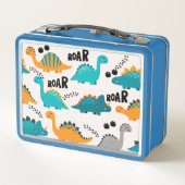 Cute Dinosaurus Patroon Aangepaste Monogram Naam K (Achterkant)