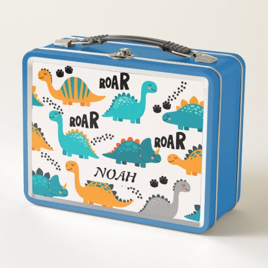 Cute Dinosaurus Patroon Aangepaste Monogram Naam K (Voorkant)