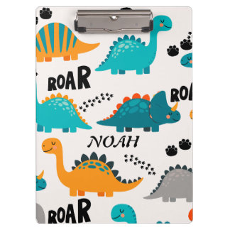 Cute Dinosaurus Patroon Aangepaste Monogram Naam K Klembord